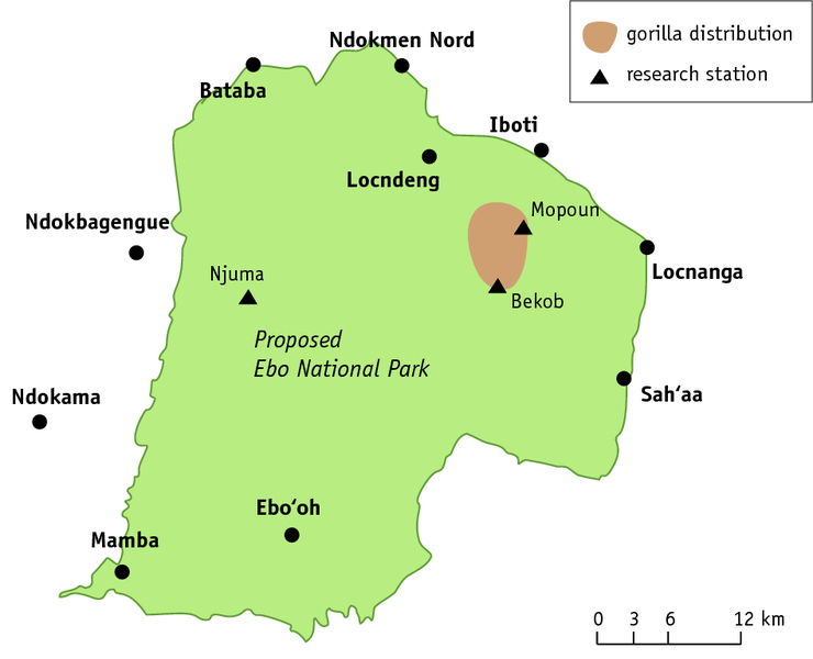 Map of the proposed Ebo National Park (© Angela Meder, adapted from a map by Bethan Morgan)