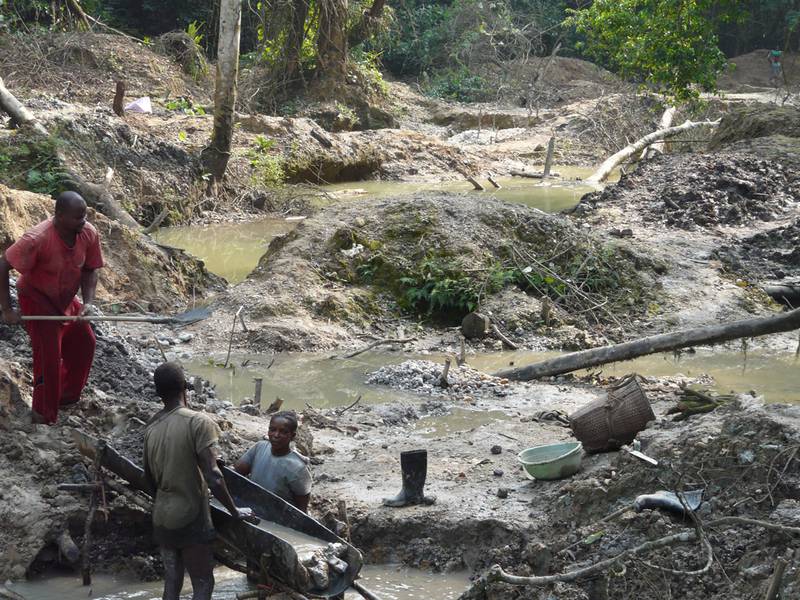 Illegal mining site in the park (© Stuart Nixon/FFI)