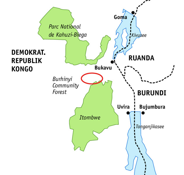 Lage des Burhinyi-Gemeindewalds