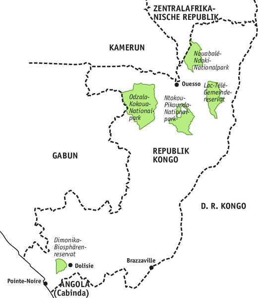 Lage des Ntokou-Pikounda-Nationalparks im Kongo