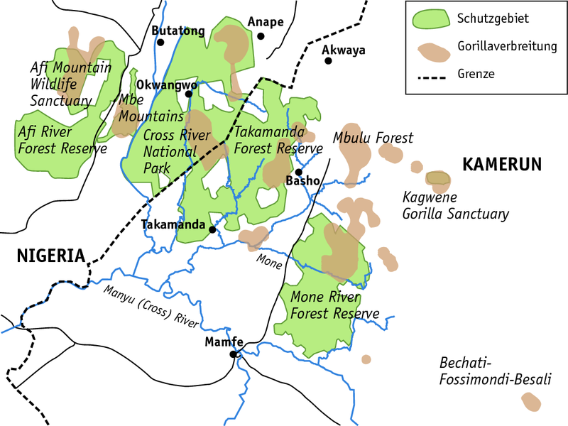 Verbreitungsgebiet der Cross-River-Gorillas