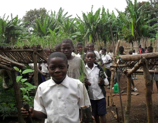 Schüler in der Baumschule (© Augustin Rwimo)
